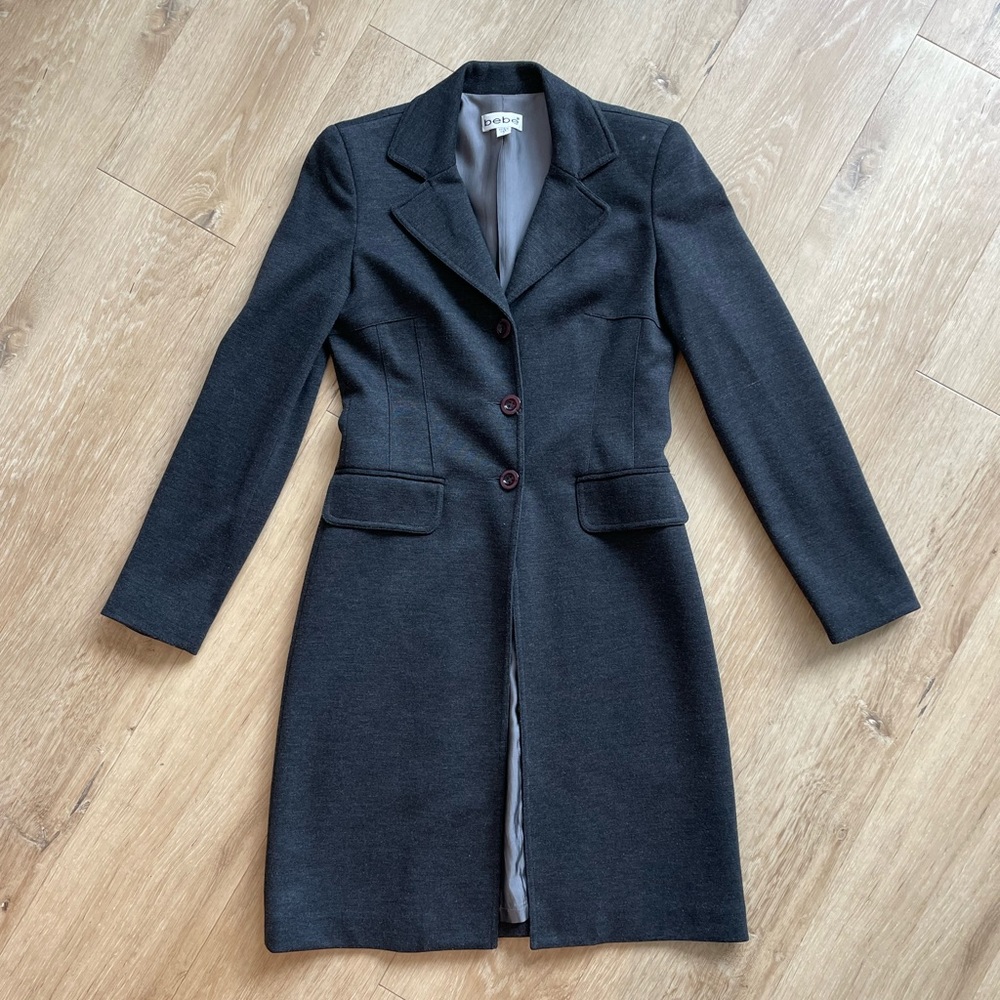 Bebe Sz 2 Charcoal Trench Coat